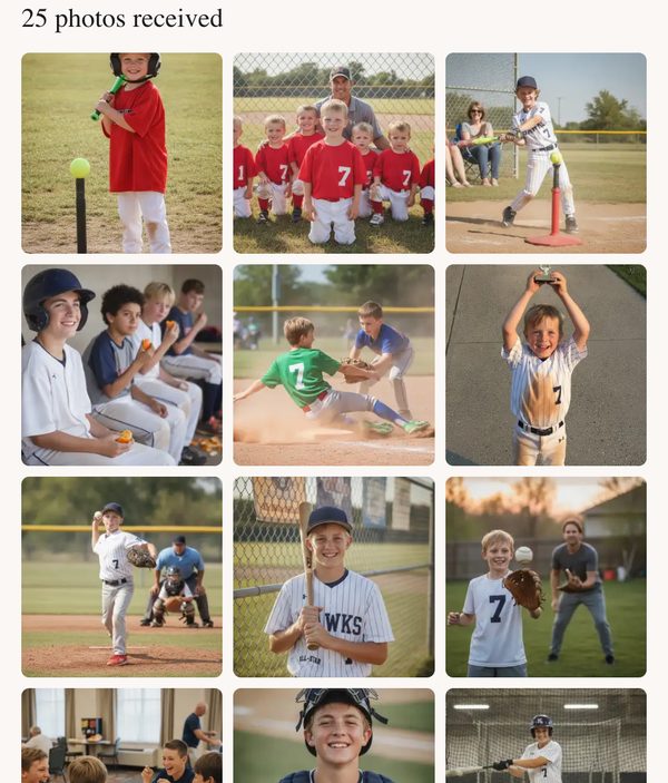 The collect page for sports slideshow, with photos received